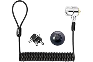 LORADAR 8Feet 3keys Security Retractable Cable Lock Portable Keyed Laptop Lock for Monitors, Laptops, MacBooks, Tablets, iPad,Mac Mini, (Keyed Different+Black Anchor Plate) (1 Pack)