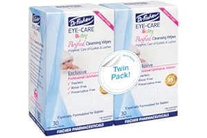 Dr. Fischer Premium Baby Eyelid Wipes, 60 Count, Pre-moistened, Hypoallergenic, Non-Irritating, Rinse Free, Pediatrician Recommended