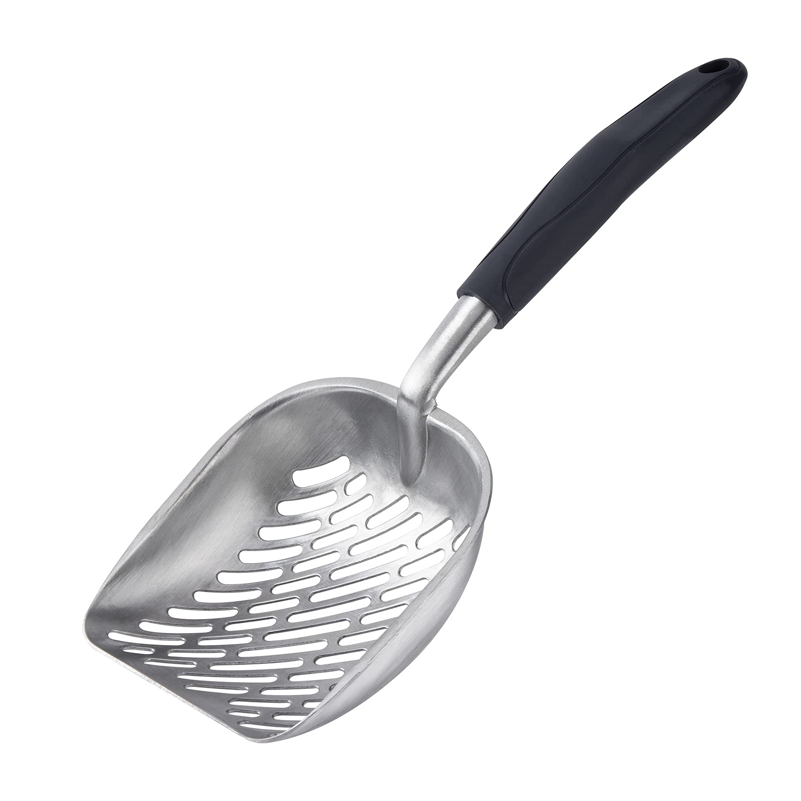 Bulaned Cat Litter Scoop, Non Stick Plated Aluminum Scoop, Large Hole Slot and Long Handle Dog Poop Shovel