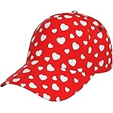 PRTYABS Valentine Heart Pattern Hats Women Men Valentines Day Baseball Cap Adjustable Snapback Hats for Men and Women