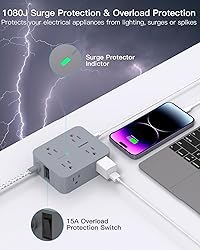 Extension Cord 6 Feet, HANYCONY Surge Protector