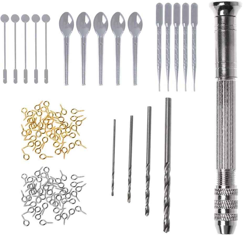 cici store 1 Set Epoxy Resin Kits DIY Jewelry Making Tools, Drill Pins Necklace Pendant Dropper Spoon Mix Stick Tools