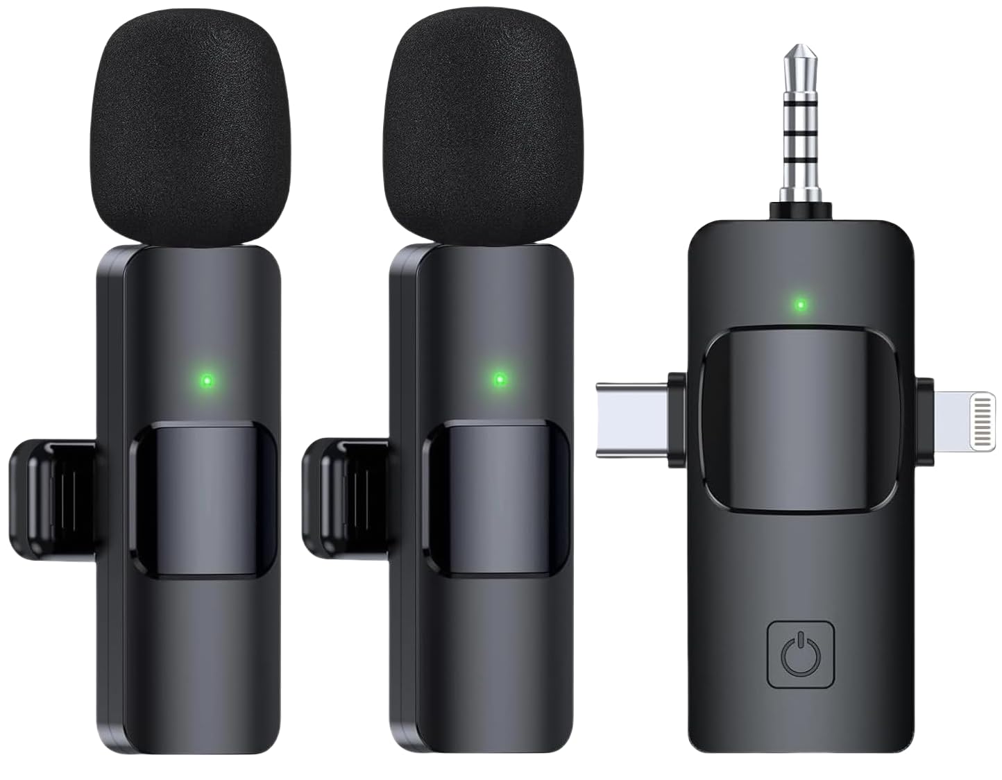 WONGYEAH 3 in 1 Professional Wireless Lavalier Lapel Microphone for iPhone, iPad - Cordless Omnidirectional Condenser Recording Mic for Interview Video Podcast Vlog YouTube