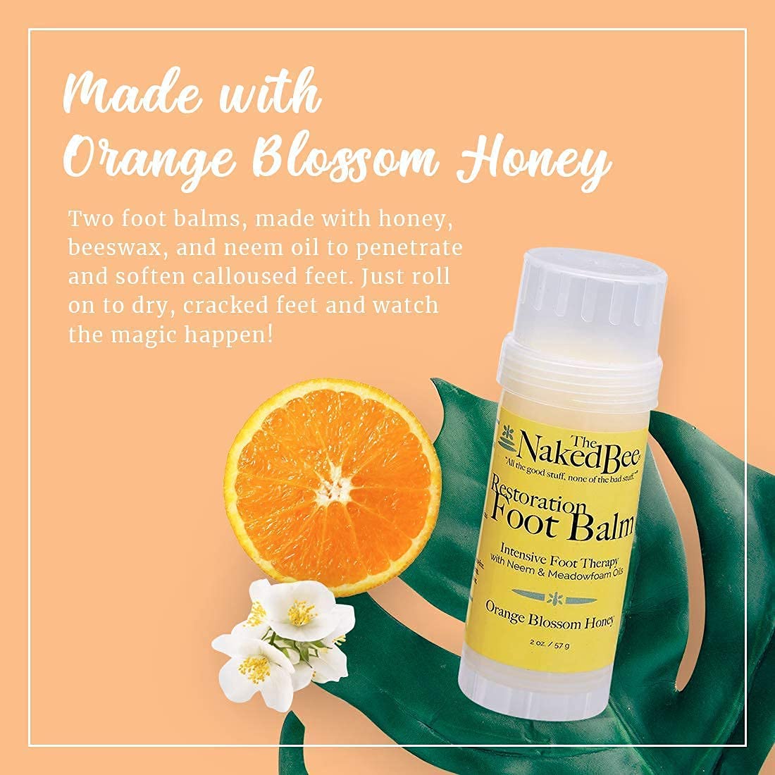 The Naked Bee Orange Blossom Honey Restoration Foot Balm, 2 Oz - 2 Pack + Pomegranate & Honey, Hand and Body Lotion, 6.7 Fl Oz