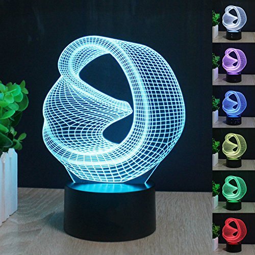 SUPERNIUDB 3D Abstract Night Light 7 Color Change LED Table Lamp Xmas Toy Gift