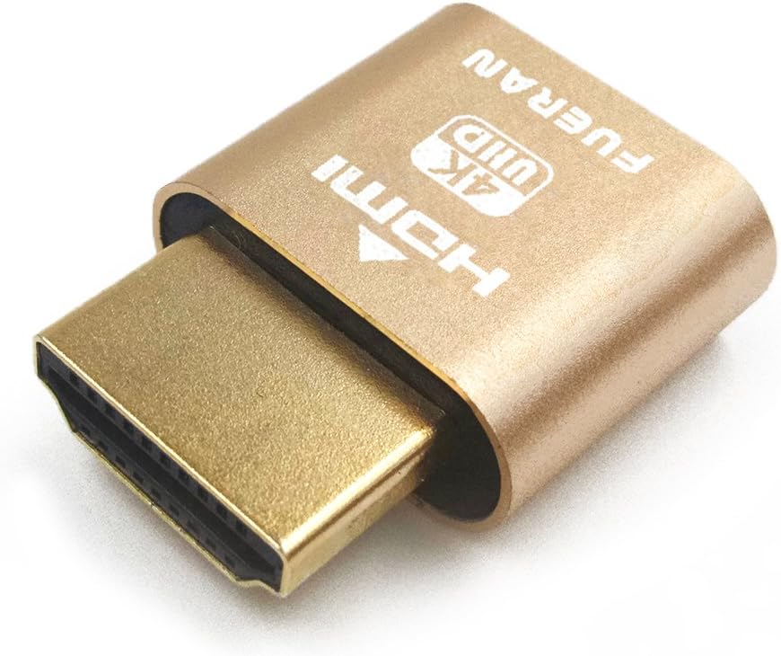 FUERAN HDMI Dummy Plug Headless Ghost Display Emulator DDC EDID Emulator Fake Display 4K@60Hz-1Pack, HDMI-4K-1p