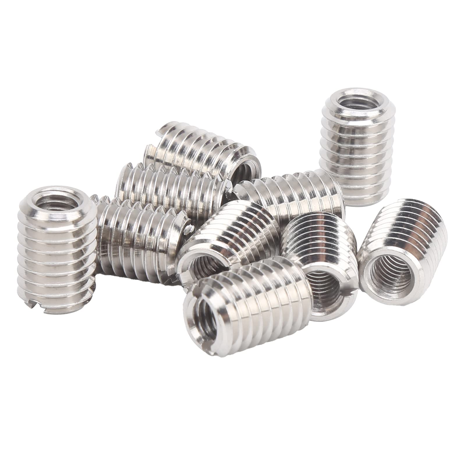 Threaded Insert Reducing Nut M6 x 1 Female Thread and M10 x 1.5 14 mm External Thread Stainless Steel Repair Insert Nut, Threaded Nuts Conversion Kit Repair Tool Pack of 10