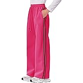 Hvididan Girls Wide Leg Sweatpants with Side Stripes High Waist Baggy Track Sweat Pants for Kids to Teens 5-14 Years