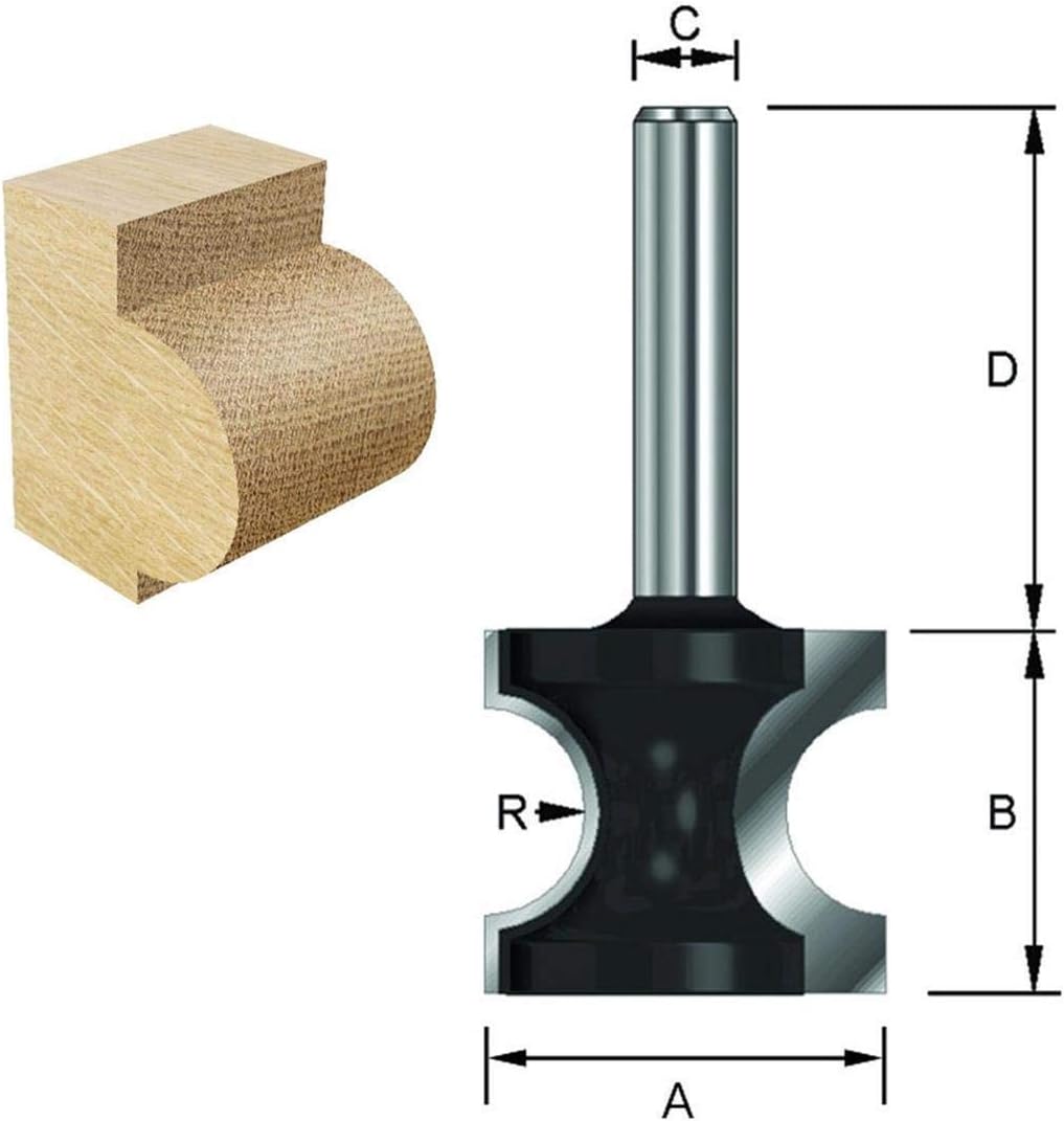 ENT 14442 Bull Nose Bit TC Shank (S) 8 mm, Diameter (D) 22,3 mm, NL 17,9 mm, R 4,76 mm, SL 32 mm, Bull Nose diameter 22,3 mm - Image 3