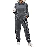 IN'VOLAND Plus Size Sweatsuits Set for Women 2 Piece Velour Tracksuit Fall Outfit Pullover Hoodie and Sweatpants with Pockets