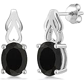 Gem Stone King 9X7MM Oval Gemstone Birthstone Drop Dangle Earrings For Women | 925 Sterling Silver | Fine Jewelry Gifts for Her Mom Women Wife