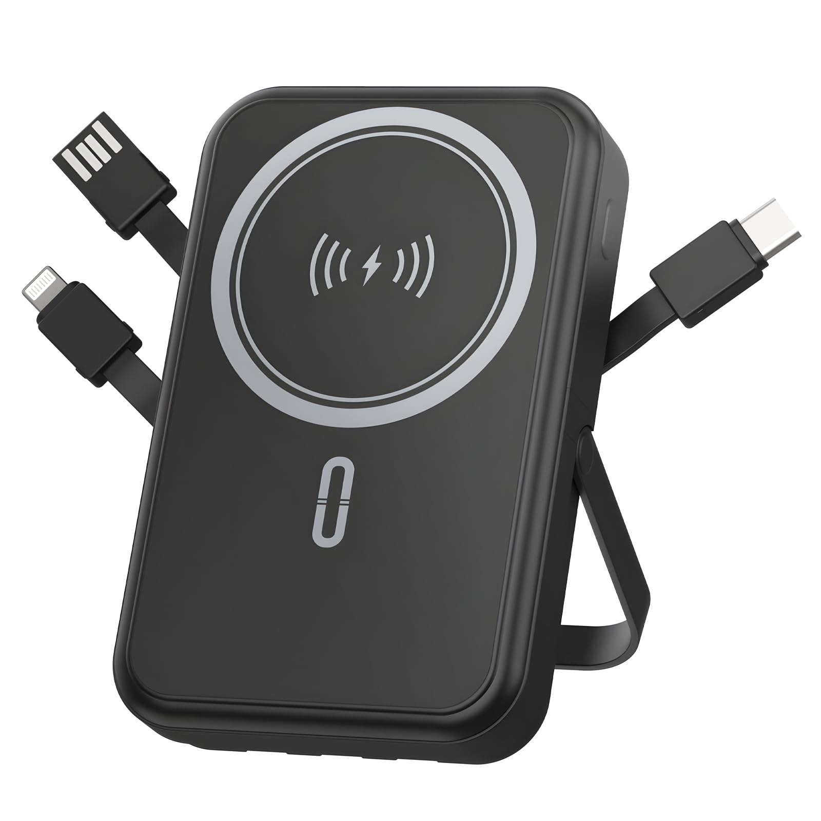Power Bank 10000mAh Compatible with MagSafe, Magnetic Portable Charger with Digital Display, 15W Wireless Fast Charging, Built-in 3 Cables Compatible with iPhone 17/16/15/14/13/12 Series (Black)