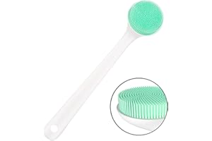 Silicone Body Scrubber Exfoliator, Back Scrubber Long Handle for Shower with Soft Bristles, Shower Brush Scrubber for Body Me