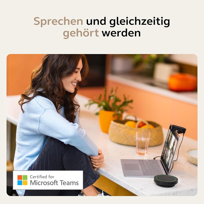 Speak2 75 schnurlose Bluetooth-Freisprechlösung, 4 Mikrofone mit Geräuschunterdrückung, 65 mm Breitband-Lautsprecher, Super-Breitband-Audio, für MS-Teams Zertifiziert, Dunkelgrau
