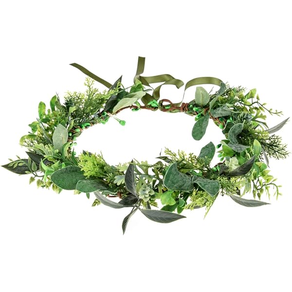 Bridal Leaf Crown Polyester Bohemian Wedding Headpiece Green Halo Amazon.com: DreamLily Greek Headpiece Bridal Leaf Crown  main image 3