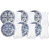 KARACA Mavili Turkish Tea Cups Set - 12 Piece Turkish Tea Glasses and Stoneware Saucers - Authentic Glass Drinking Sets for 6 People - Ideal Adult Teacup Set (170 ml)