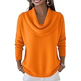 CUKOLSXA Cashmere Sweaters for Women 2025 Winter Cowl Neck Pullover Solid Color Long Sleeve Warm Soft Knitted Blouses Sweater