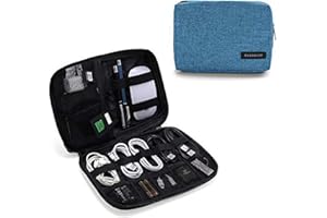 BAGSMART Electronics Organizer Travel Case, Small Travel Cord Organizer Bag for Travel Essentials, Travel Tech Organizer as Travel Accessories for Men Women, Cable Organizer for Phone, SD Card, Blue