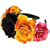 Accesyes Costume Mexican Flower Crown Day of Dead Headpiece Hawaiian BOHO Floral Headband Dia de Los Muertos Party Favor
