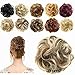 FESHFEN Donut Hair Chignons Wig Hairpiece Scrunchy Hair Bun Updo Hairpiece Ponytail Hair Extensions Wavy Curly Messy Hair Bun Extensions-27T613 Strawberry Blonde & Bleach Blonde
