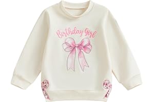 Rourufy Toddler Baby Girl Birthday Outfit Fall Long Sleeve Sweatshirt 1st 2nd 3rd 4th 5th 6th Birthday Shirt Bow Clothes