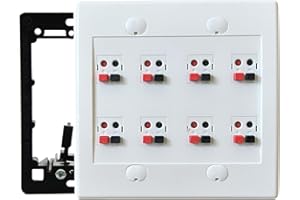 DIYTECH Premium 8 Speaker Wall Plate, Speaker Plug, Supports 8 Speaker Configurations, Speaker Port for Wall Speaker Wire, Speaker Wire in Wall, Wire Wall Plate - 2 Gang Screwless