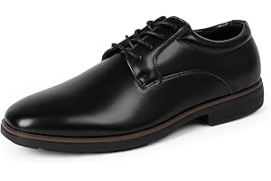 QIY Mens Dress Shoes Lace up Formal Oxford Shoes Square Toe Business Shoe for Men