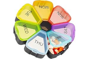 Qeedee Weekly Pill Organizer, Large Daily Pill Case Portable Travel 7 Day Pill Box Dispenser with Large Compartments for Pill