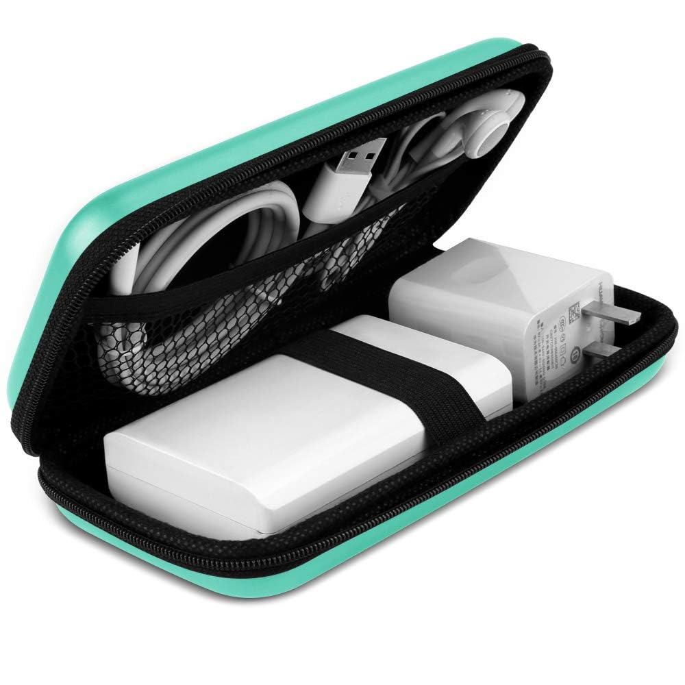 Photo 1 of iMangoo Shockproof Travel Essentials Organizer Charger Case, Space-Optimized Small Zipper Electronics Accessories Pouch Tech Cord Cable Adapter Power Bank Storage for Women Men, 6.5x3.2x1 In (Mint)