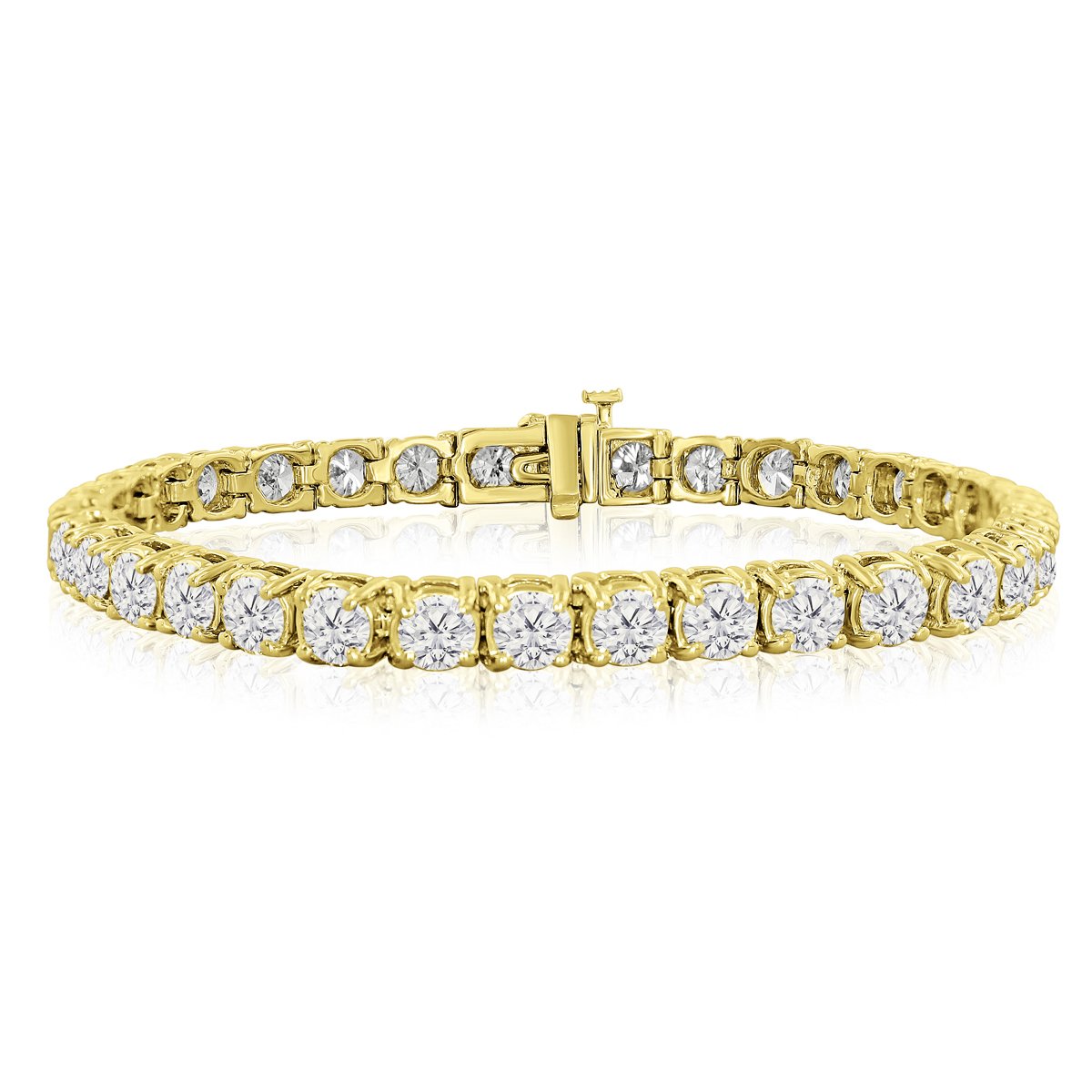 AGS Certified 14 Karat White and Yellow Gold 12 Carat Diamond Tennis Bracelet, Available In 6-9 Inch