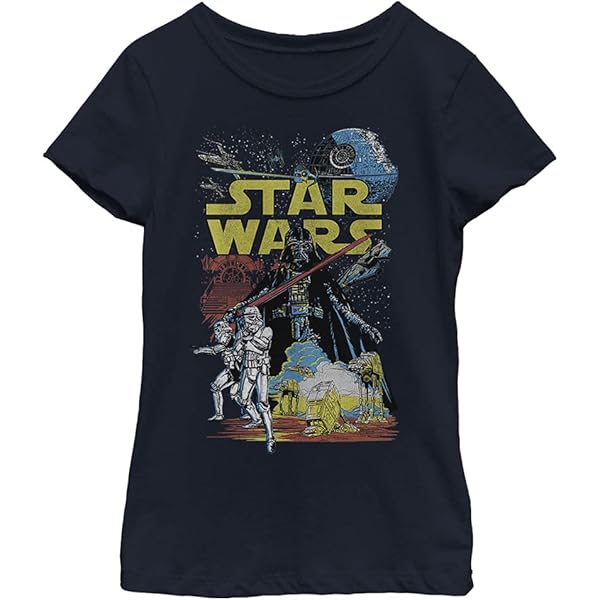 STAR WARS Birthday Trooper Seven Girls Short Sleeve Tee Shirt, Tah