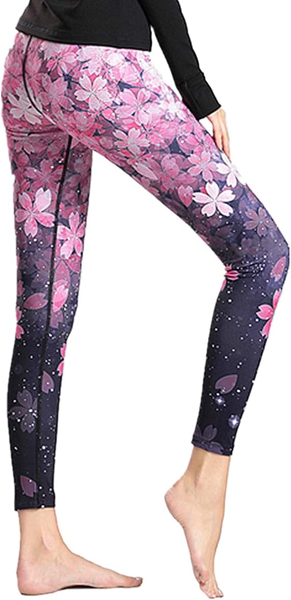 Amazon Co Jp Semiya ヨガ パンツ レギンス ウェア レディース スポーツウェア 速乾 抗菌 防臭 伸縮 美脚 9分丈 日本風 桜色 L 服 ファッション小物