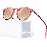 CARFIA Round Polarized Sunglasses for Women UV Protection Acetate Frame Classic Retro Style CA2302