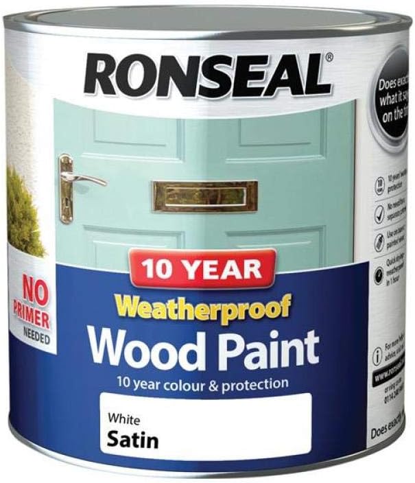 Ronseal 10 Year Weatherproof 2-in-1 Wood Paint White Satin 2.5 Litre, Pure Brilliant White, 2.5 l (Pack of 1) - Image 3
