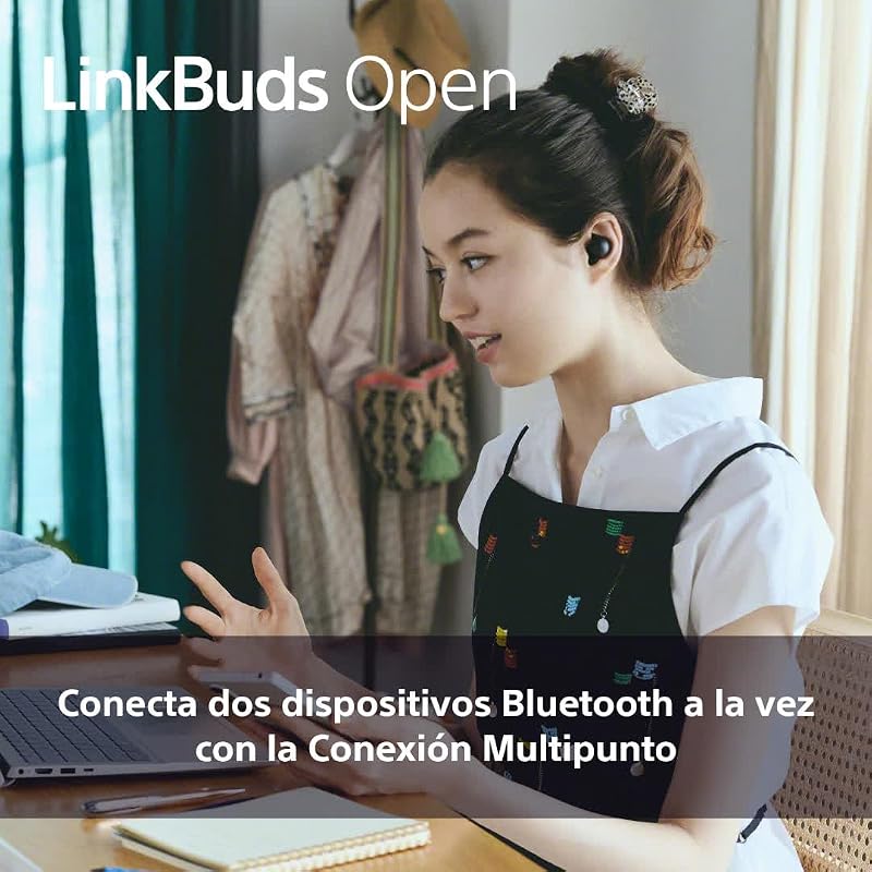 LinkBuds Abertos - Auscultadores Bluetooth Verdadeiros Sem Fios Abertos: Som Transparente, 4,8 g Conforto Durante todo o dia, Som, ligação multiponto, bateria de 22 h, iOS e Android - Branco