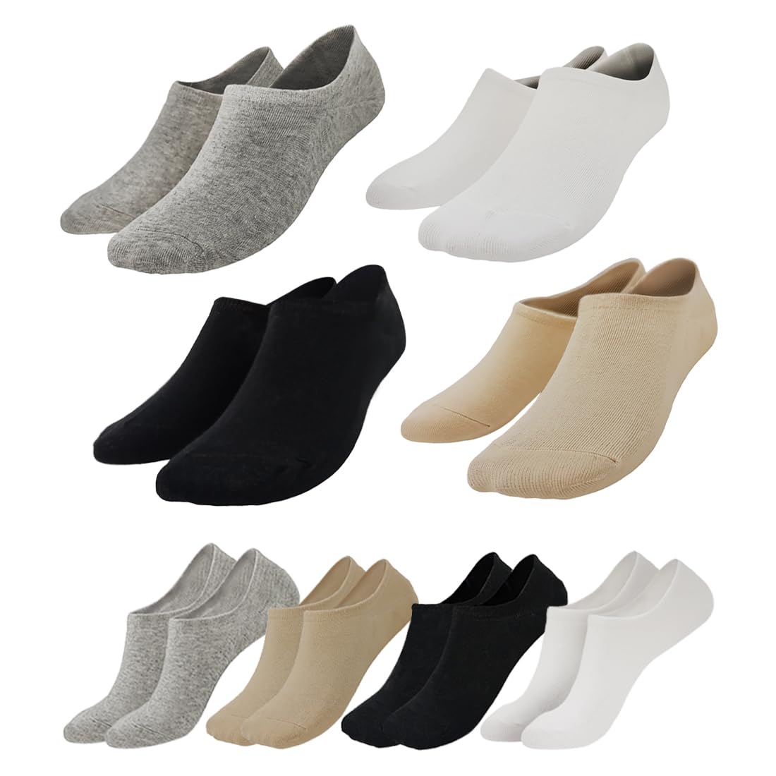 JYC CREATIVE Short Socks, Breathable Invisible Socks, Bamboo Fibre Socks, Non-Slip Socks, Mix, 4 Pairs, 35-41 — image 1