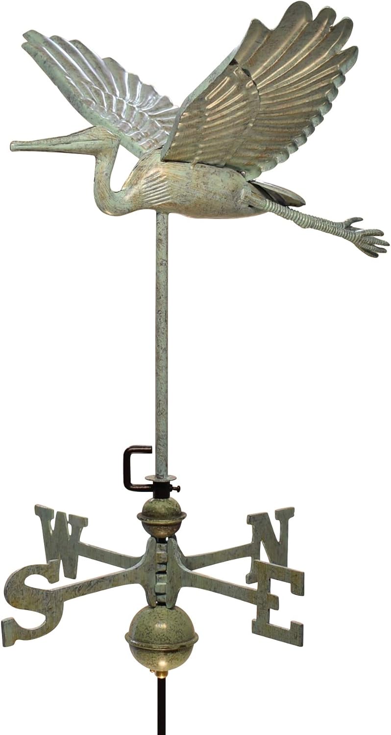Weathervanes - Dalvento 215V Flying Heron Weathervane, Verdigris