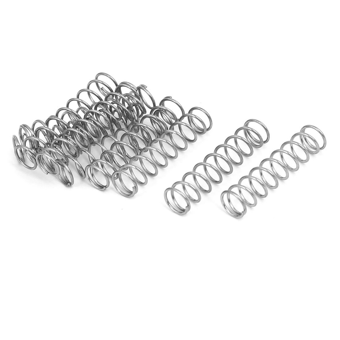 sourcingmap Compression Spring,304 Stainless Steel,7mm OD,0.7mm Wire Size,30mm Free Length,Silver Tone,10Pcs