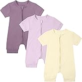 OPAWO Bamboo Baby Pajamas 3 Pack, Double Zipper Bamboo Sleepers for Baby Boy Girl Romper, Toddler Summer Clothes Outfit 0-24M