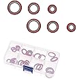 Sephile 30 PCS Car A/C Compressor Seal Gasket Kit, High Temperature and Pressure Resistance Compressor Seal, Air Conditioning System Anti-Leak Rubber Repair Gasket Assortment Kit, for Most Cars (Red)