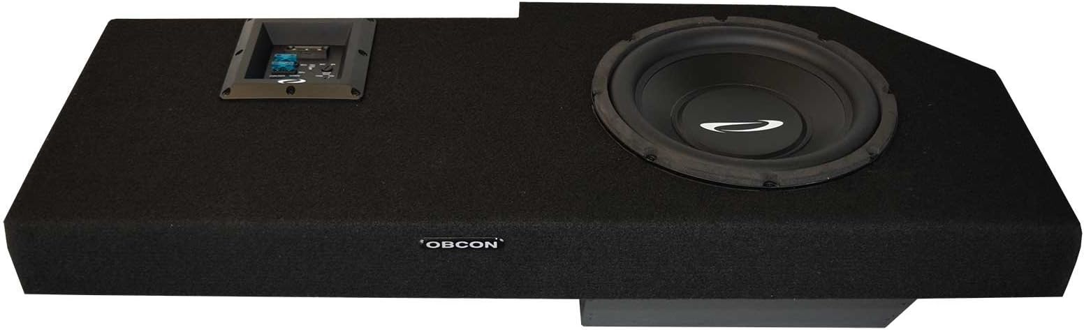 OBCON - Loaded and Powered Single 10" Sealed Speaker Box for 2002-2008 OR 2013 to Current Dodge Ram Quad Cab (No 2009-2012)
