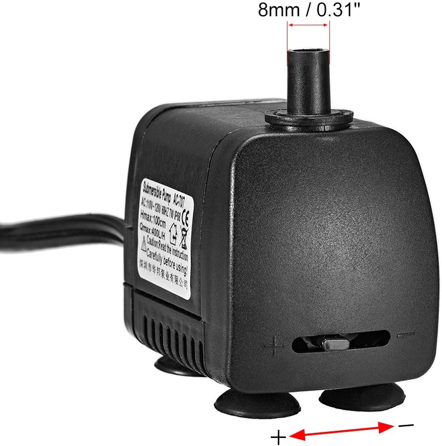 uxcell 105 GPH 400L/H, 7W, 110-120V Submersible Water Pump US Plug for Pond, Fish Tank Fountain Water Pump Hydroponics with 4.9ft 1.5M Power Cord: Home & Kitchen
