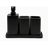 ZCCZ Beige Bathroom Accessory Sets, 4 Pieces Bathroom Accessories Complete Set Vanity Countertop Accessory Set, Includes Lotion Dispenser Soap Pump, Tumbler, Toothbrush Holder and Tray