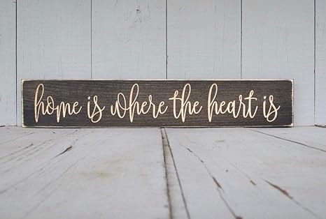 Home Is Where The Heart Is Sign Home Is Where Housewarming Gift Home Sign The Heart Is Home Decor Where The Heart Is Home Wood Sign Amazon Ca Home Kitchen