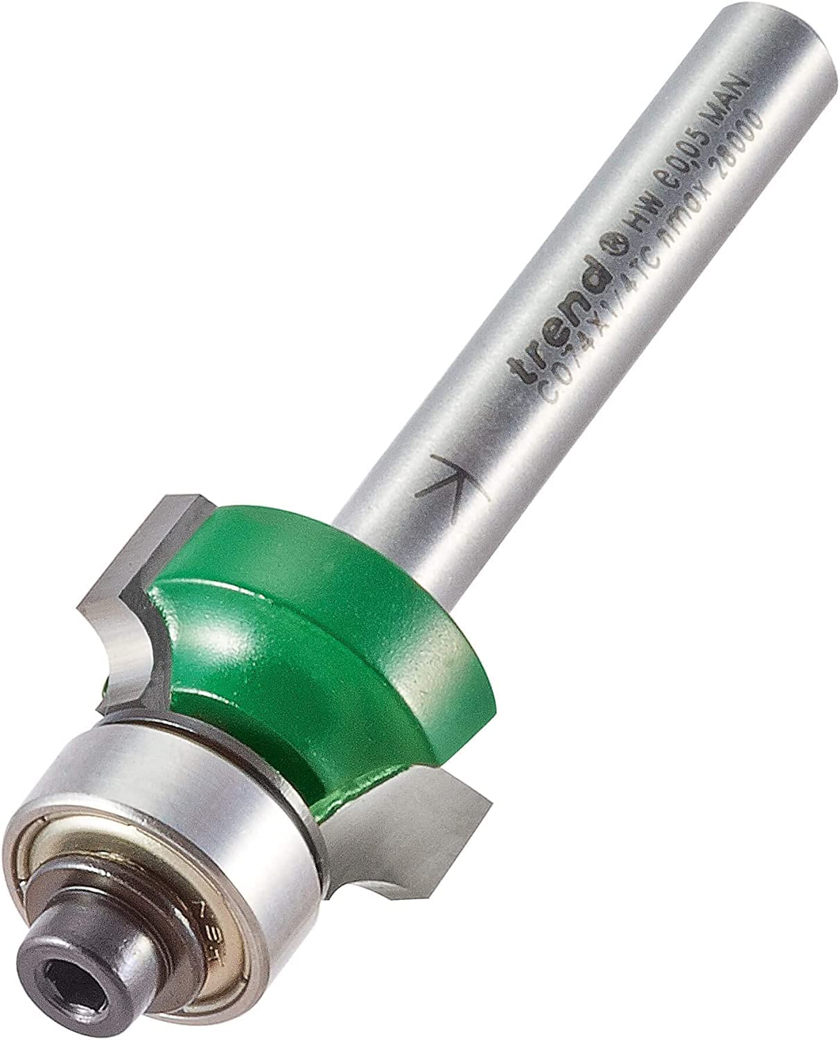 Trend CraftPro Bearing Guided Round Over Router Cutter, 1/4 Inch Shank, 3.2mm Radius, 9.5mm Cut Length, Includes Multiple Bearings, Tungsten Carbide Tipped, C074X1/4TC