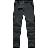 BASUDAM Men's Snow Pants Fleece Lined Winter Insulated Waterproof Softshell Outdoor Hiking Camping Pants Zipper Pockets