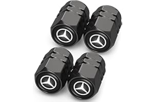 GSHIONLYFE Tire Valve Caps, Valve Stem Caps Fit Mercedes Benz CESM CLK GLK GL AB AMG GLS GLE AMG Series, Alloy Car Tire Caps for Corrosion Resistant Leak-Proof Car Accessories, Black