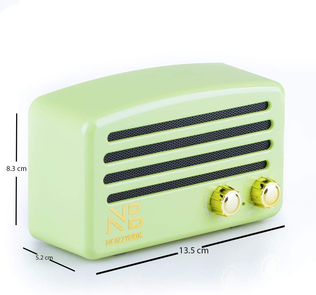 Noizzy Box Retro Titan Vintage Classic Portable Bluetooth HiFi Speaker with Dual Bass Drivers, FM, TF Card and AUX in (Pop Green)