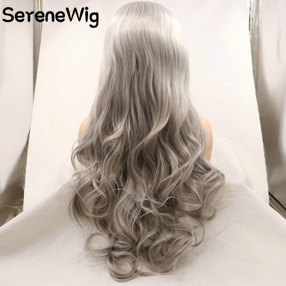 SERENEWIG 13x3" Hand-tied 60# Blonde Bob Wigs Lace Front Ice White Short Bob Wigs for White Women Cosplay Party Daily Use Synthetic Heat Resistant Fiber Hair 14" 250g Blonde Straight Neck Length Bob - Image 5