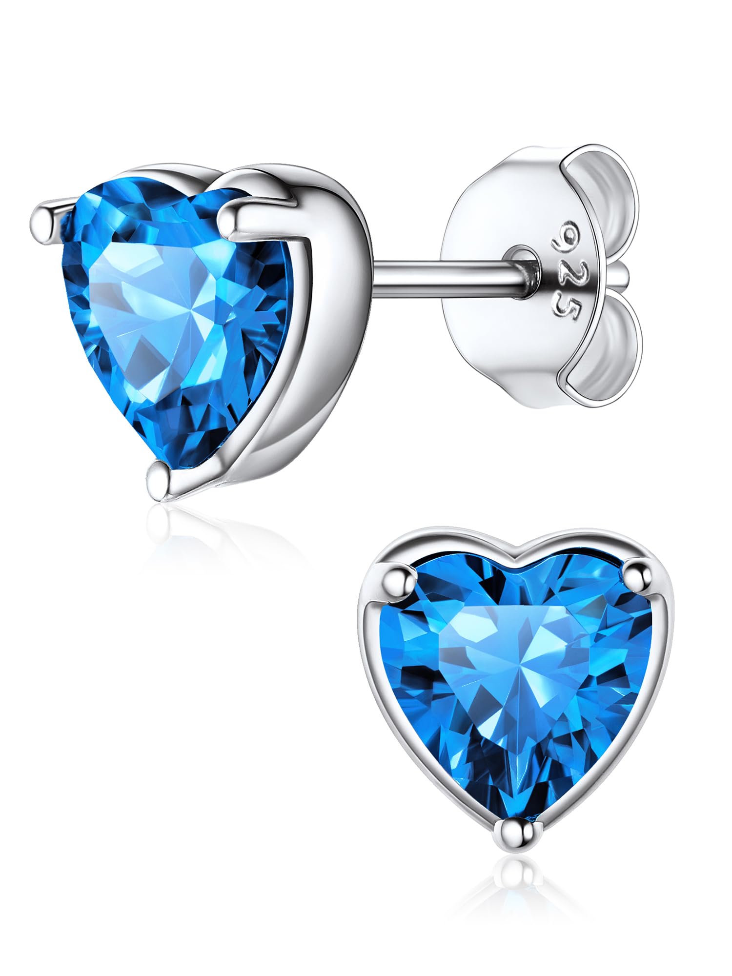 ChicSilver December Birthstone Earring Jewelry For Women Birthday 925 Sterling Silver CZ Heart Stud Earrings — image 1